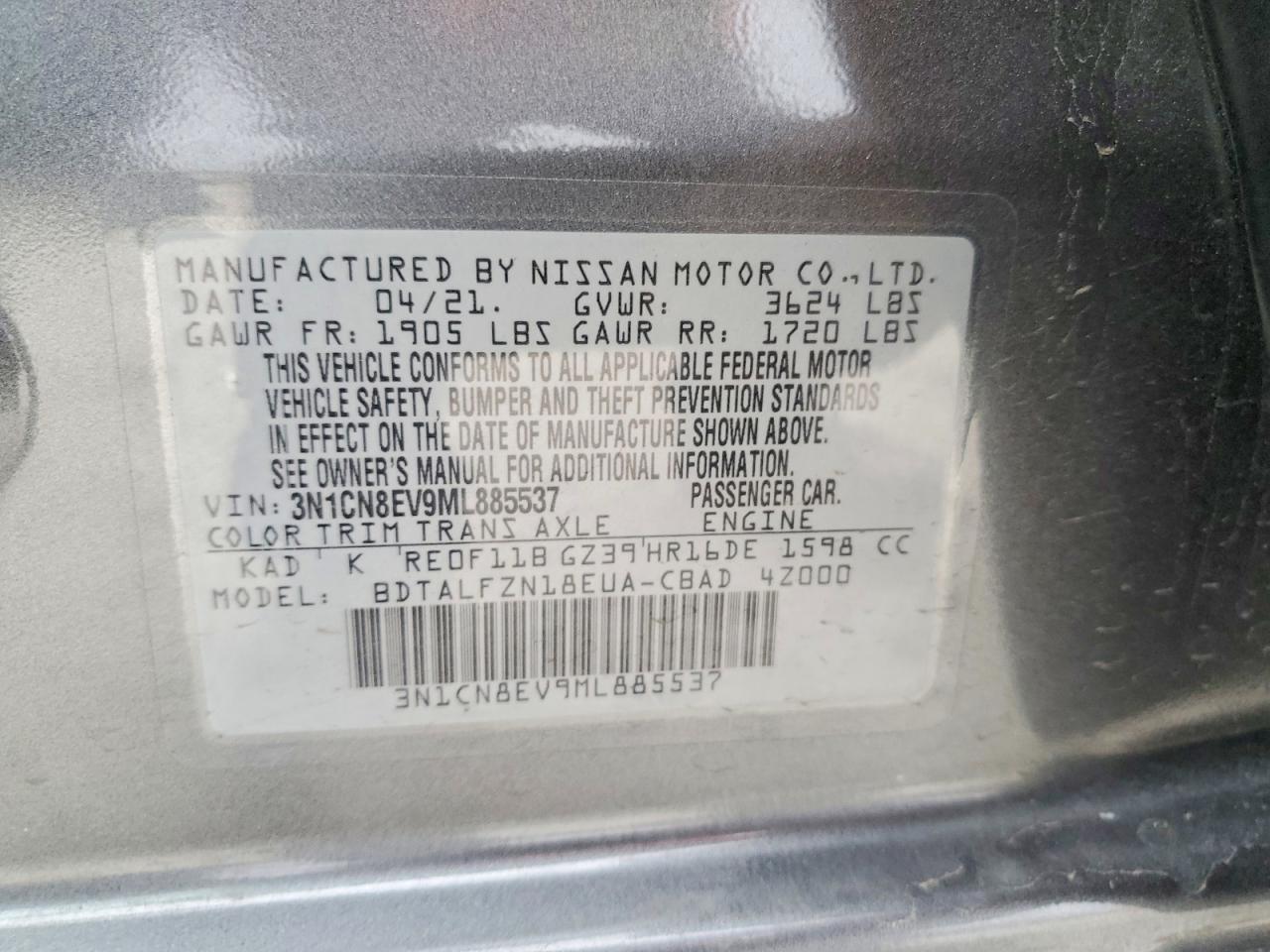 2021 NISSAN VERSA SV photo 13