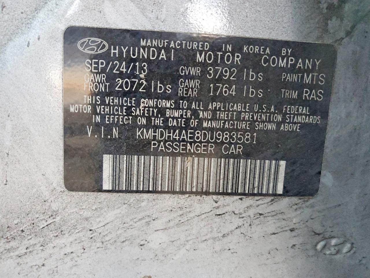 2013 HYUNDAI ELANTRA GLS photo 12