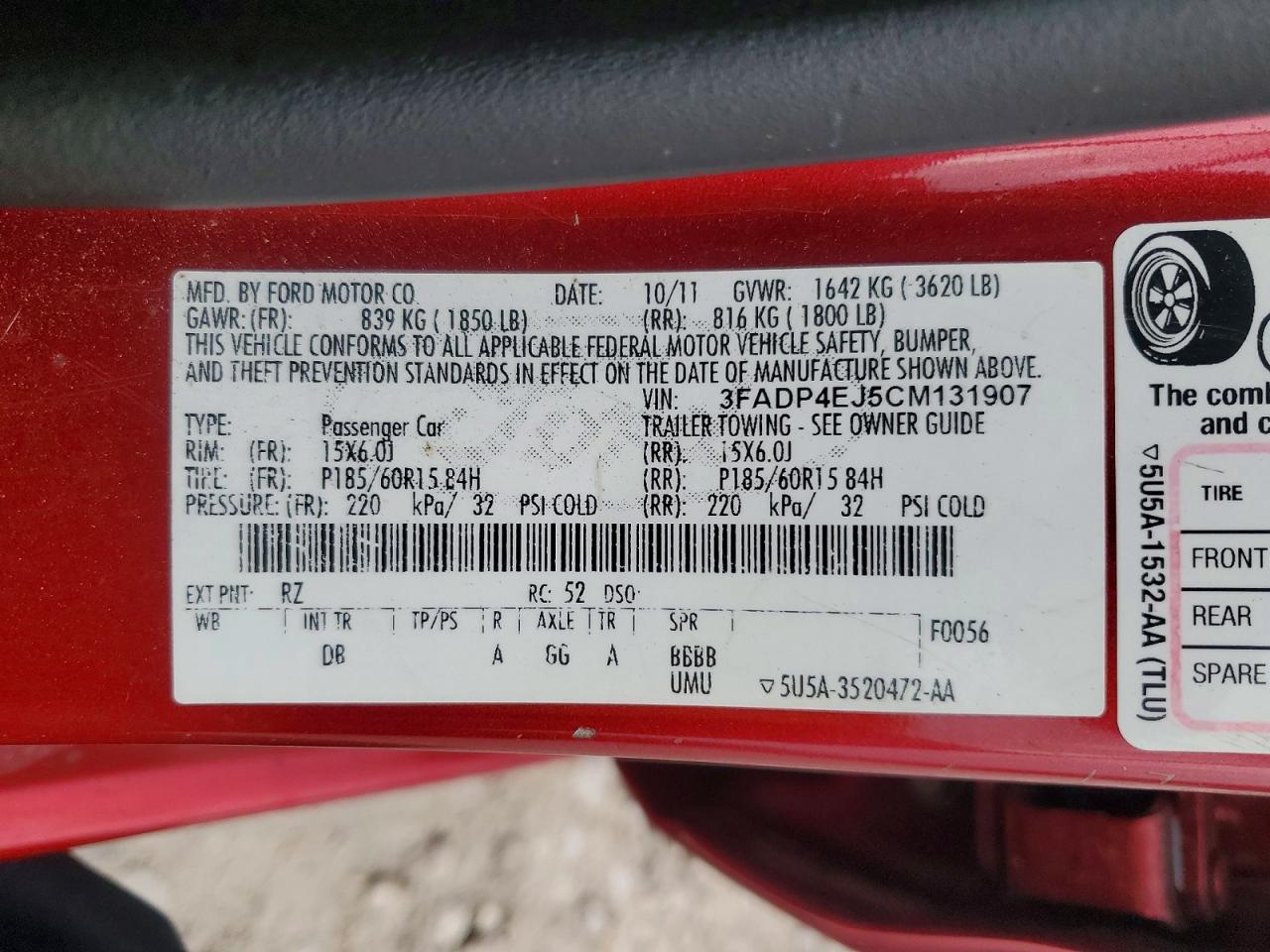 2012 FORD FIESTA SE photo 13