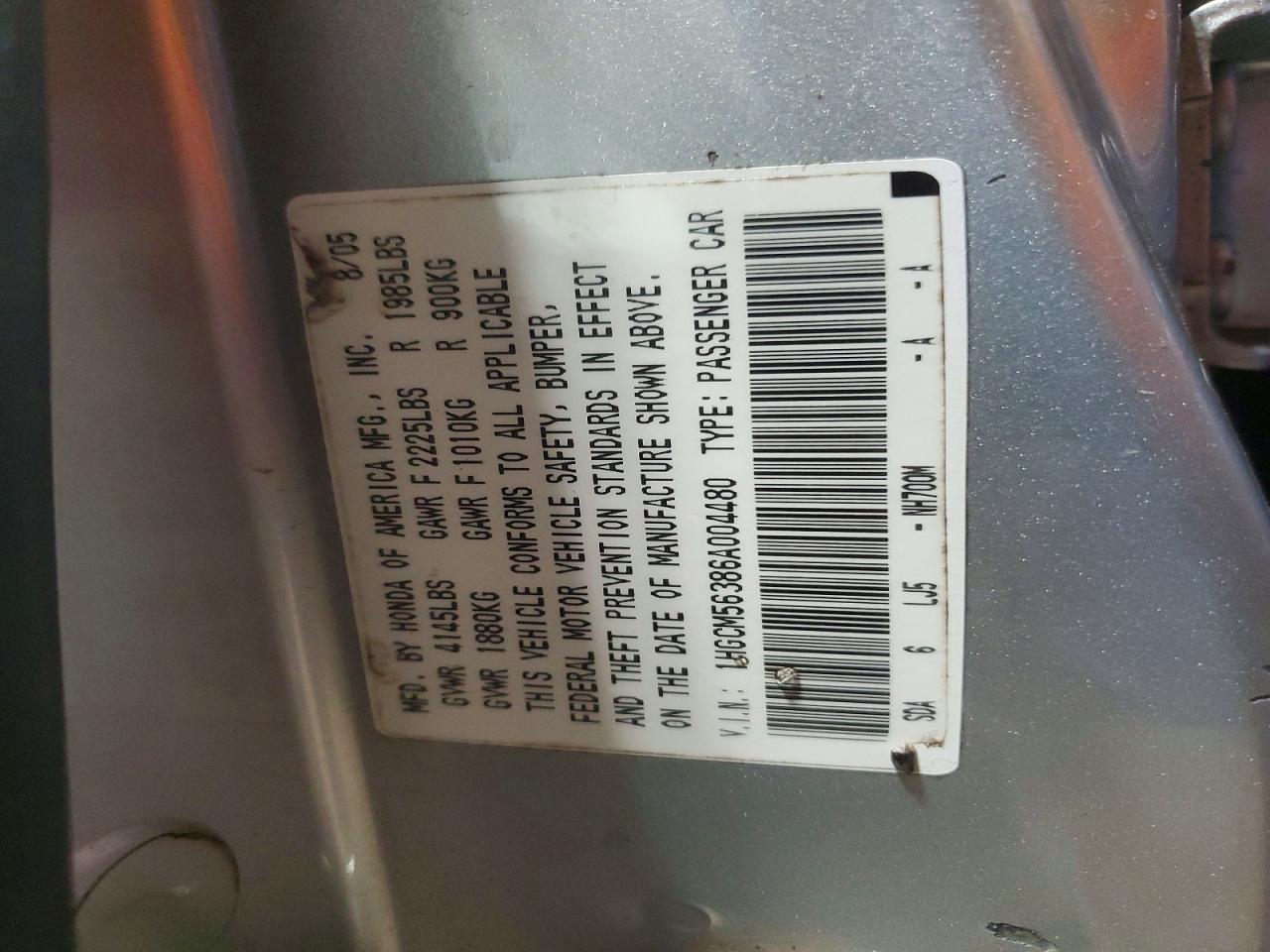 2006 HONDA ACCORD SE photo 12