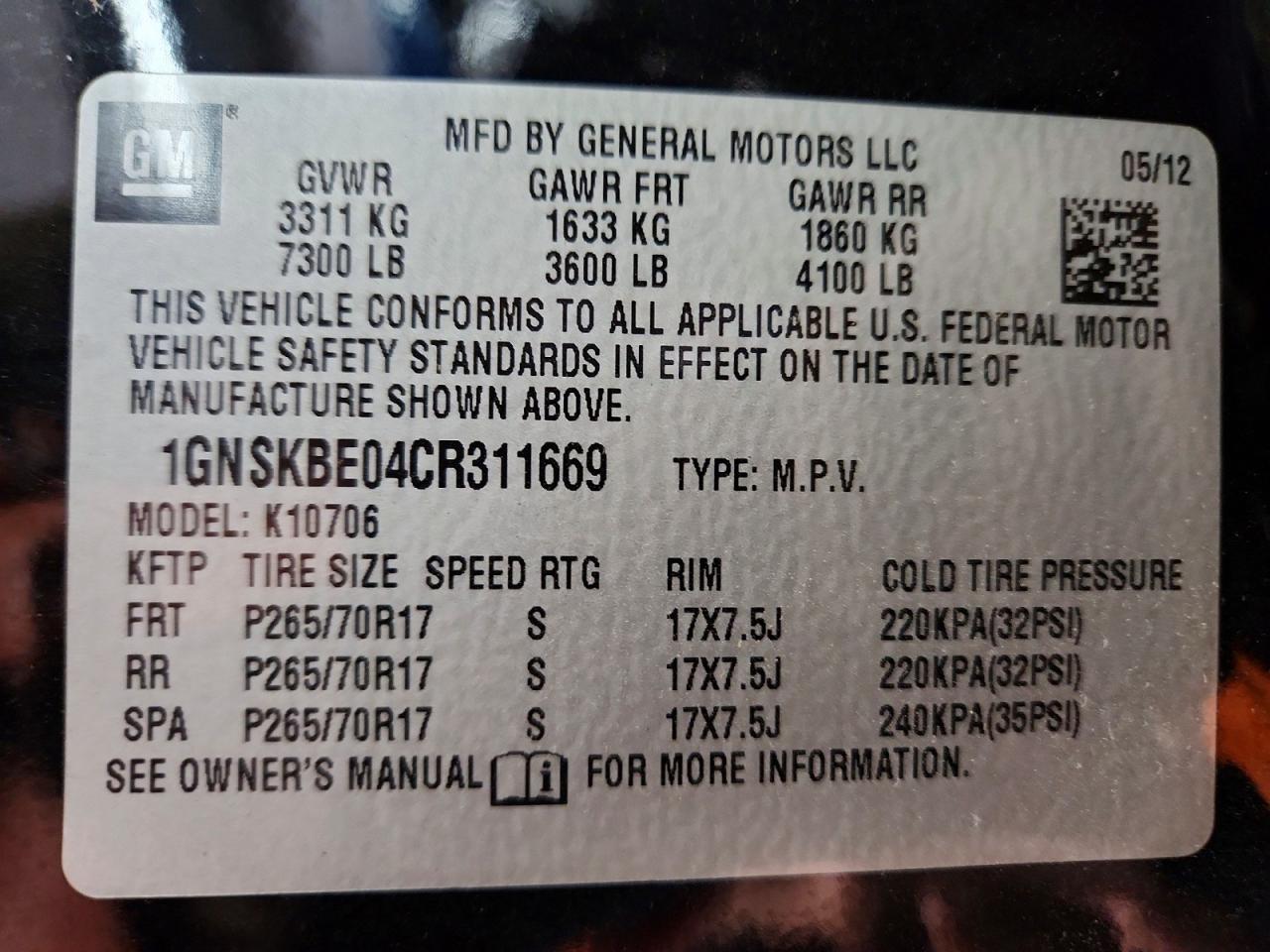 2012 CHEVROLET TAHOE K1500 LT photo 13