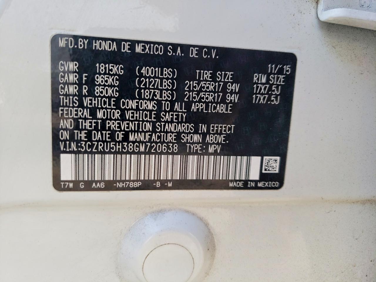2016 HONDA HR-V LX photo 13