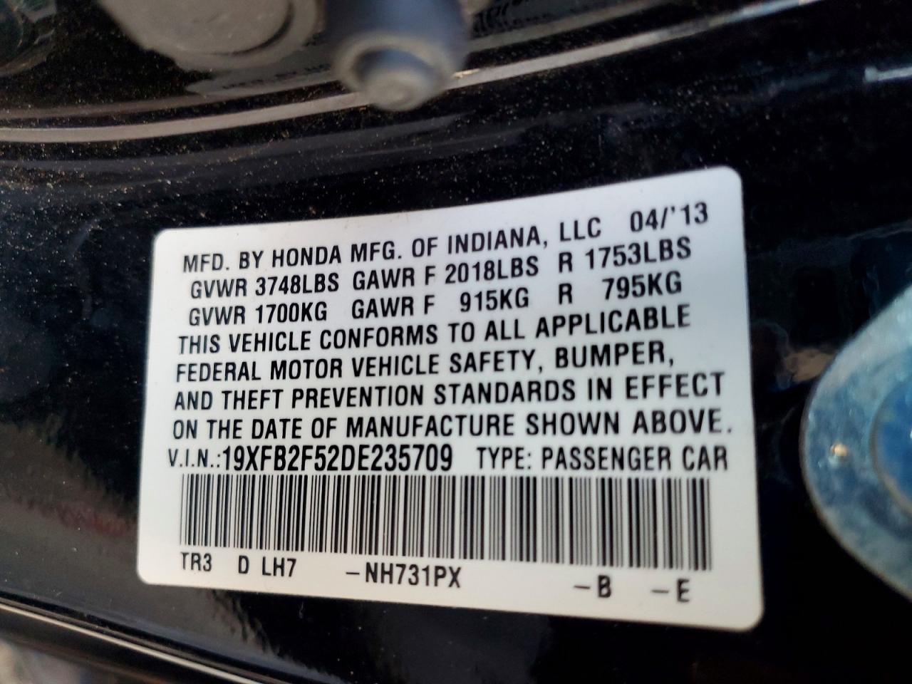 2013 HONDA CIVIC LX photo 25