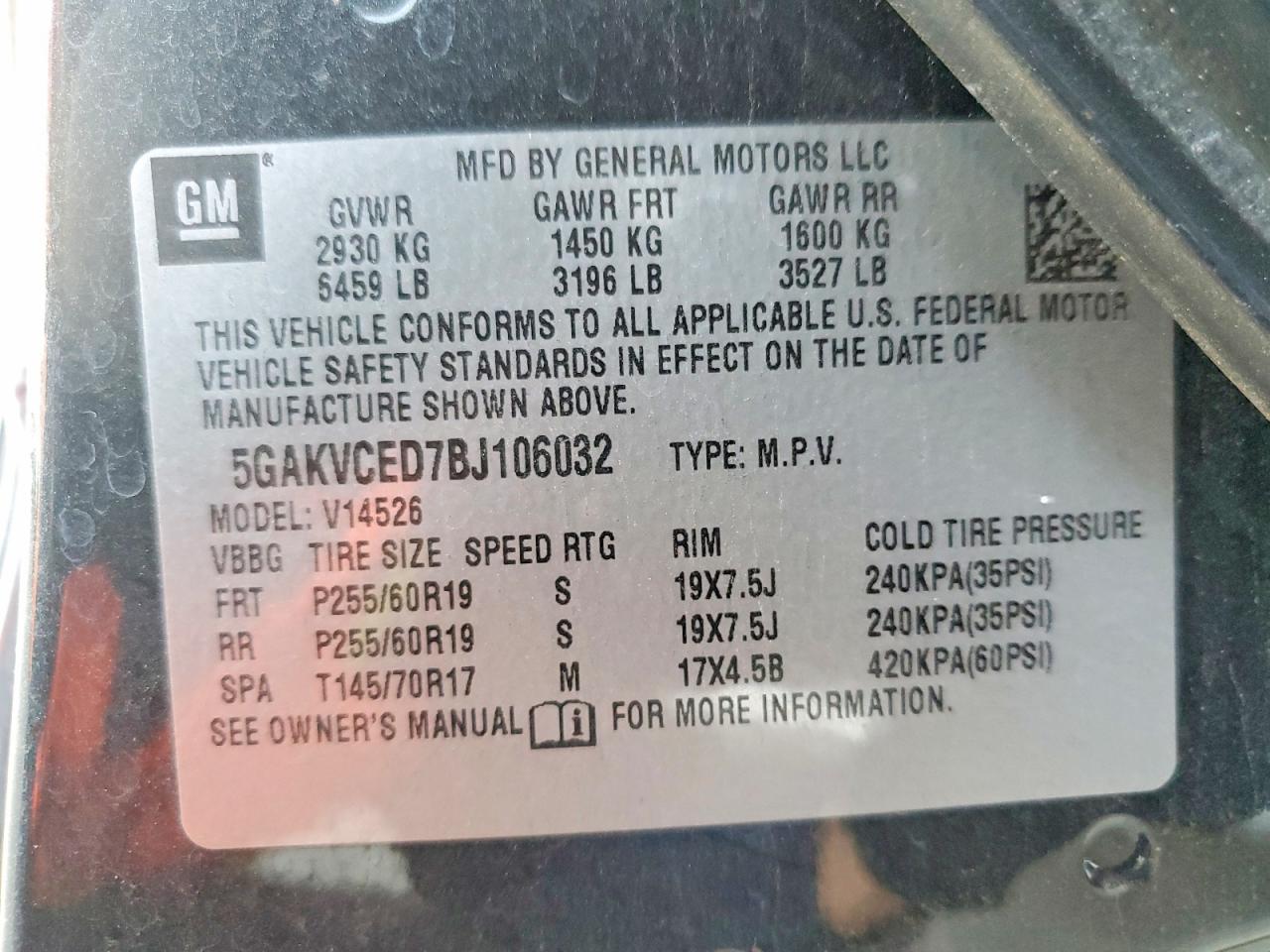 2011 BUICK ENCLAVE CXL photo 14