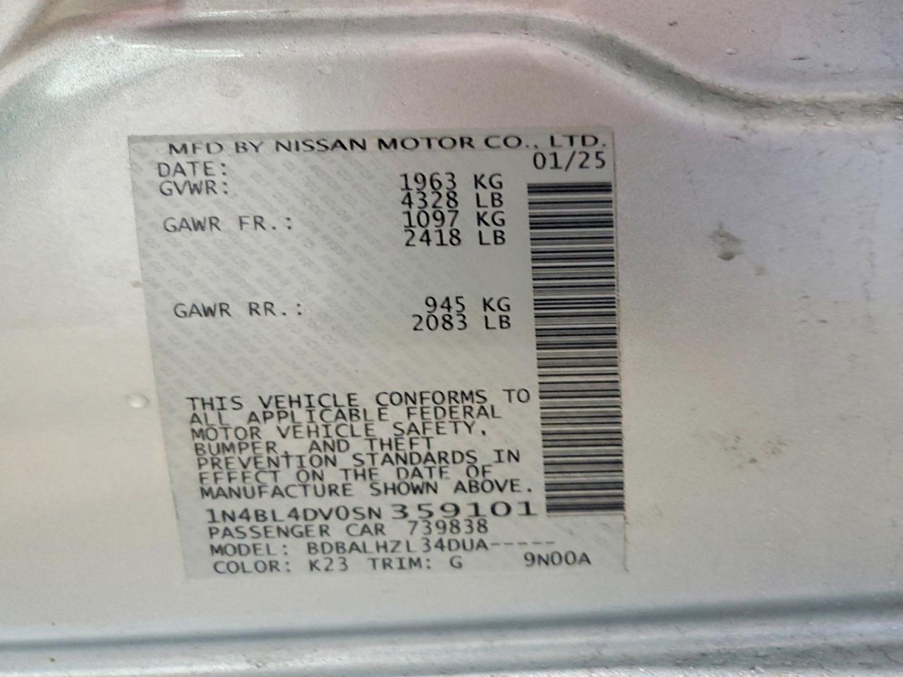 2025 NISSAN ALTIMA SV photo 13