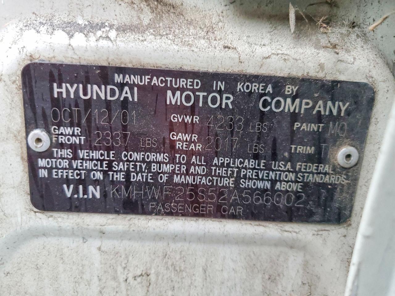2002 HYUNDAI SONATA photo 34