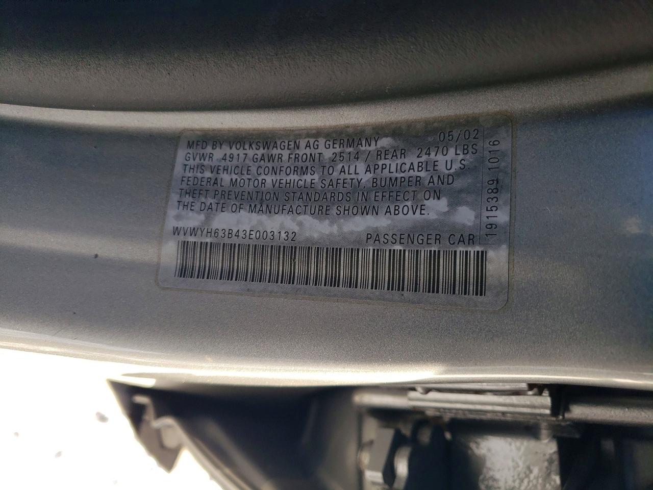 2003 VOLKSWAGEN PASSAT GLX 4MOTION photo 12