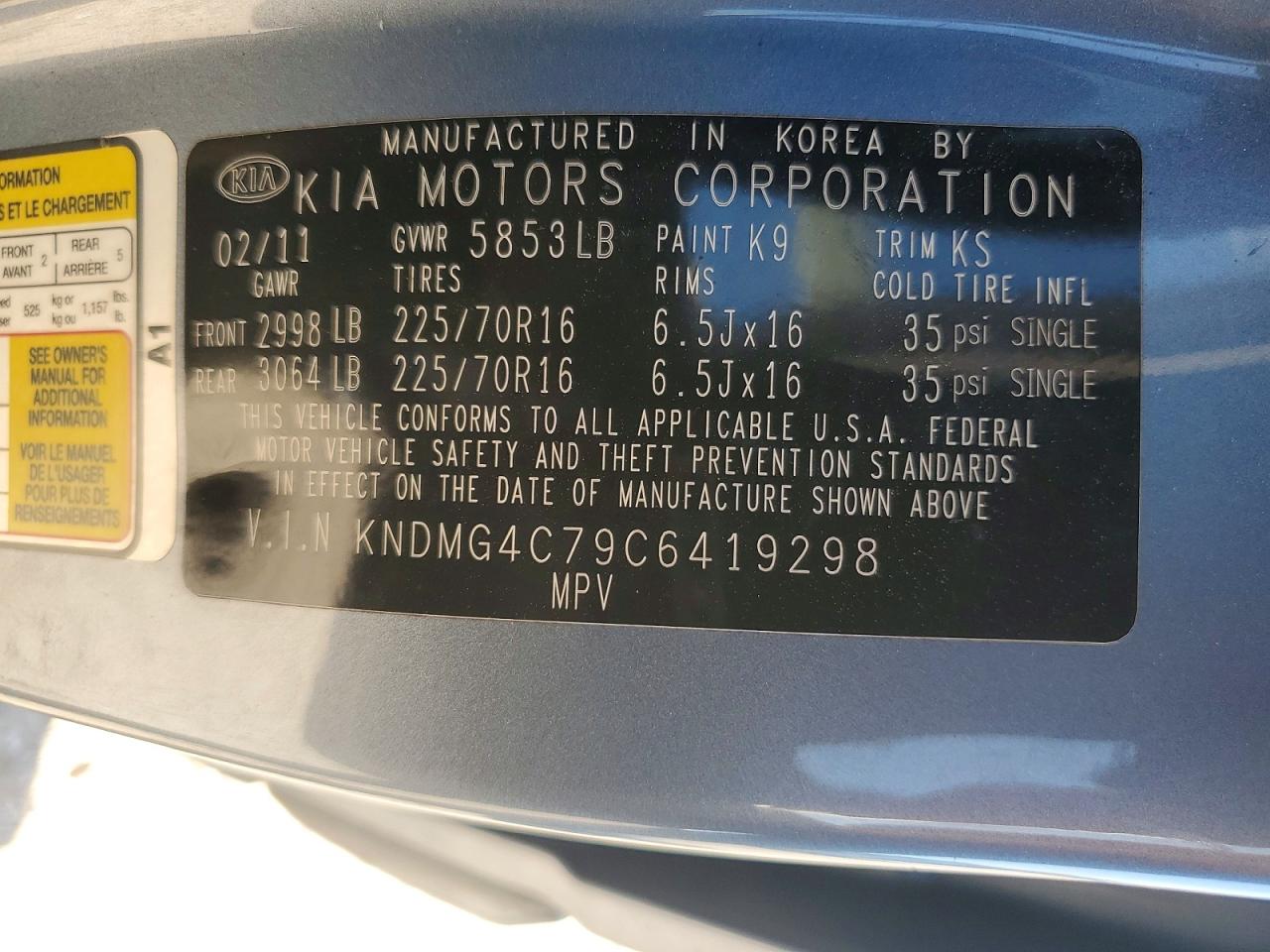 2012 KIA SEDONA LX photo 25