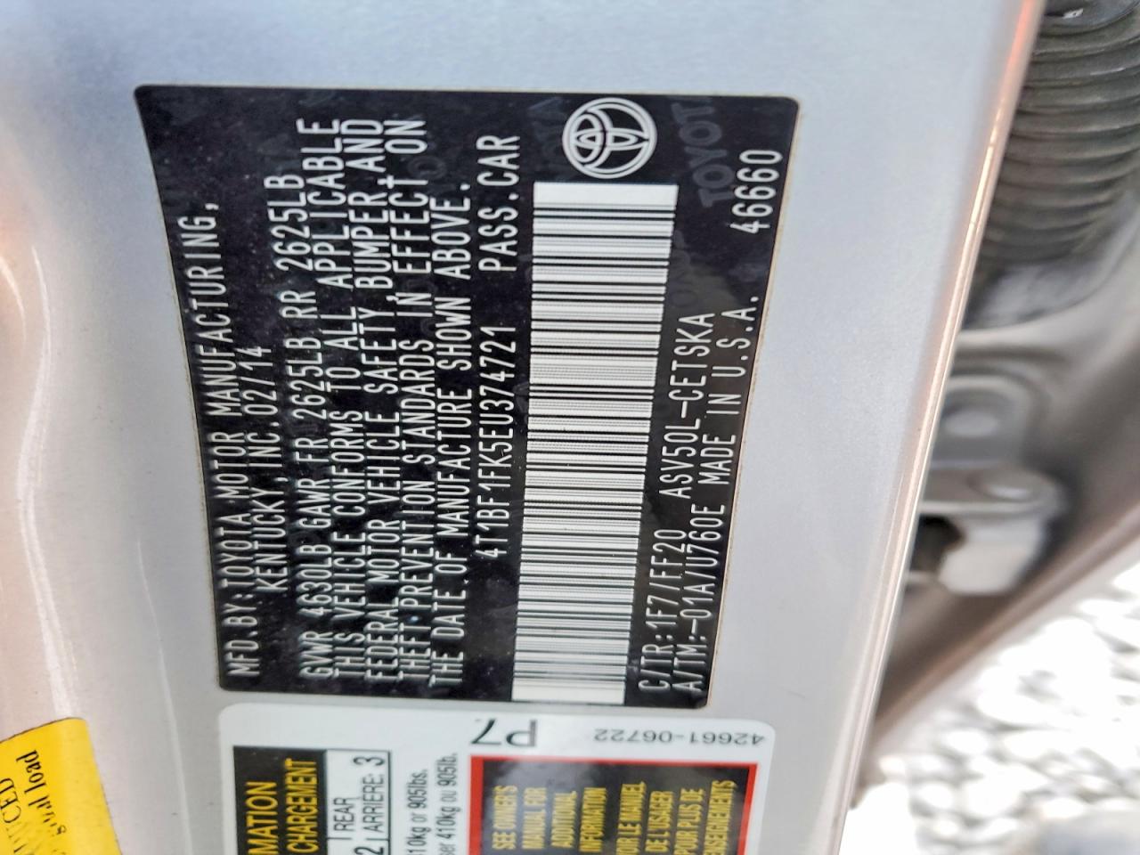 2014 TOYOTA CAMRY L photo 23