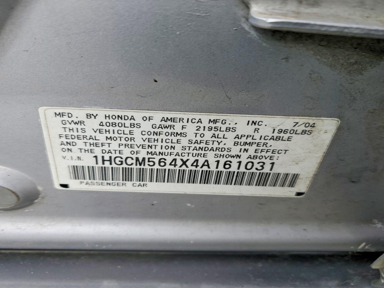 2004 HONDA ACCORD LX photo 23