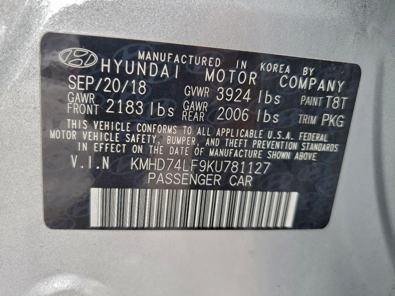 2019 HYUNDAI ELANTRA SE photo 12