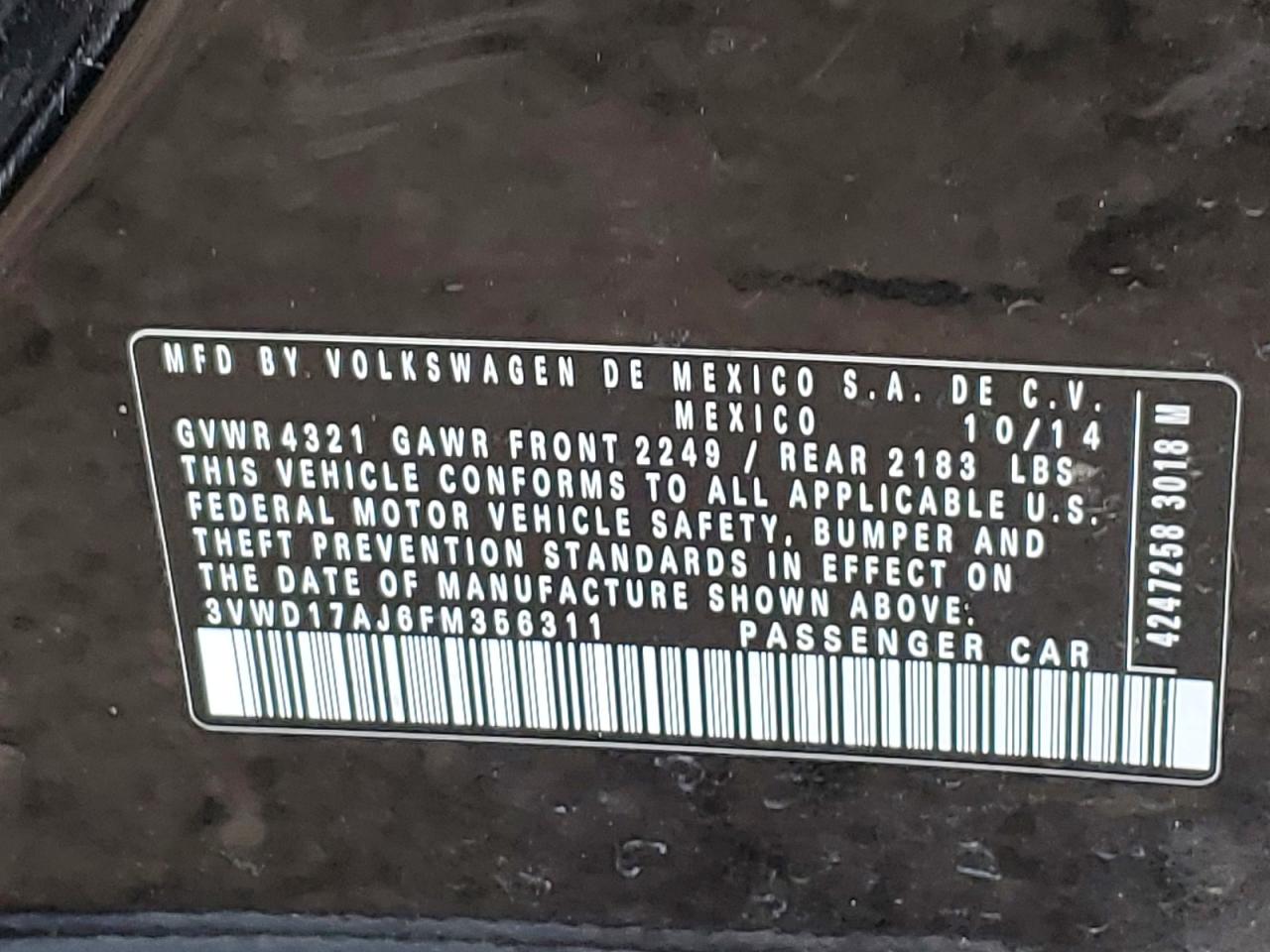 2015 VOLKSWAGEN JETTA SE photo 13