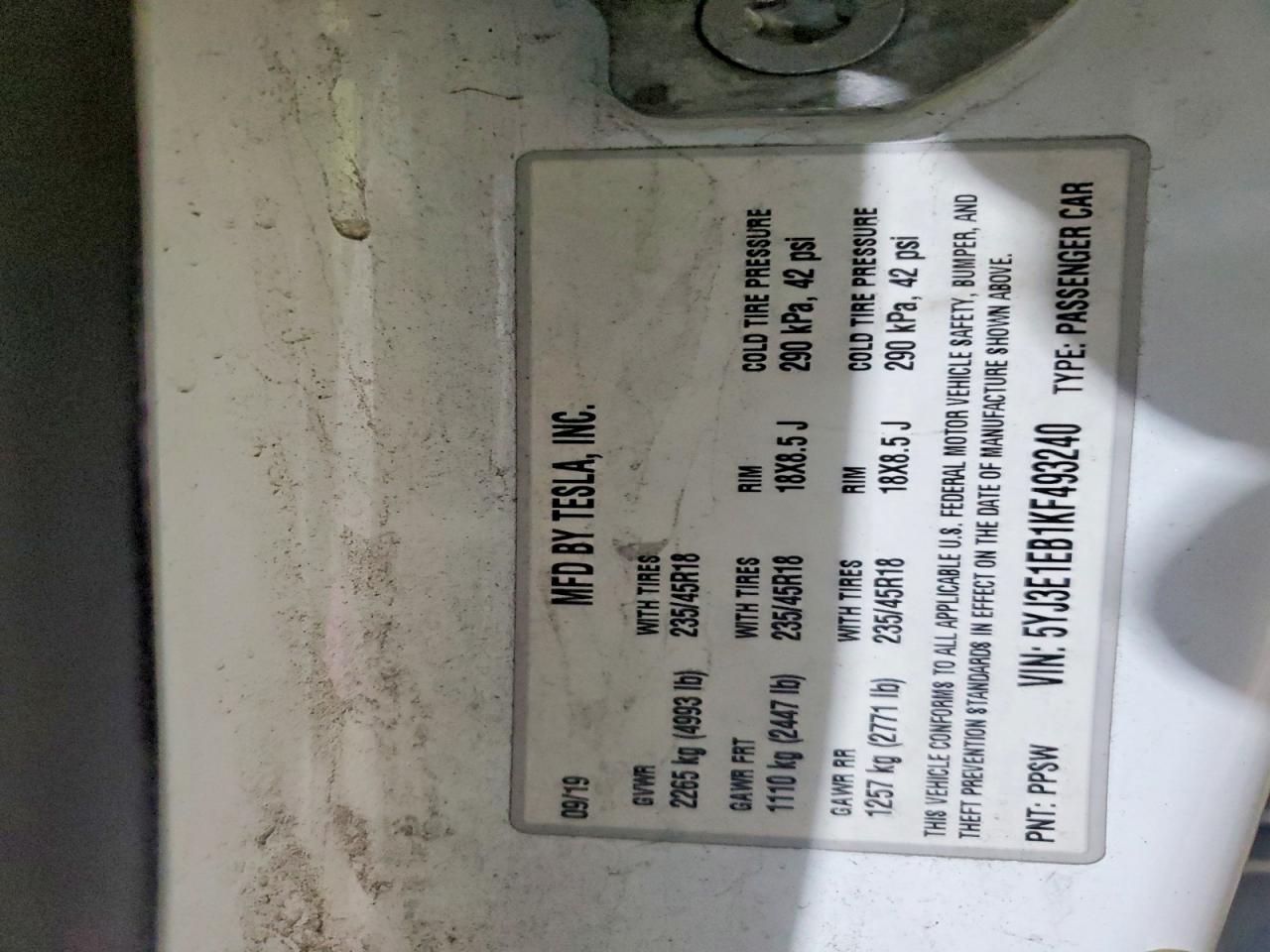 2019 TESLA MODEL 3 photo 12