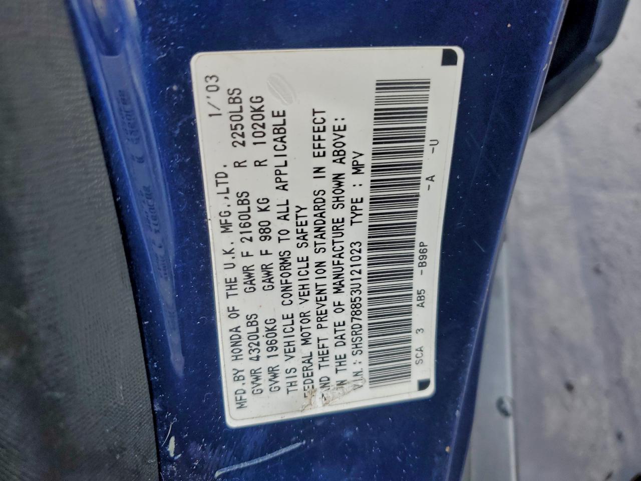 2003 HONDA CR-V EX photo 13