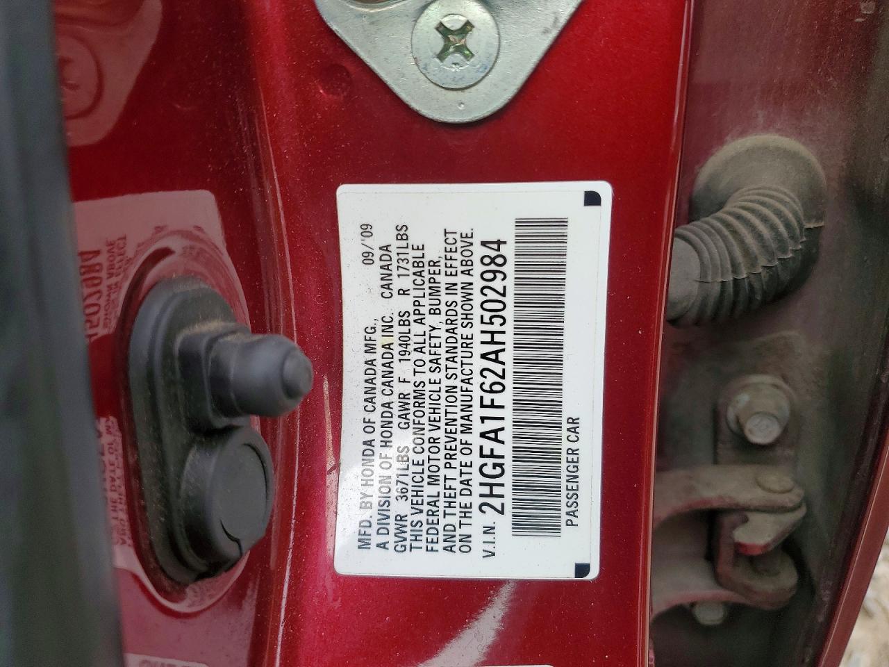 2010 HONDA CIVIC LX-S photo 12