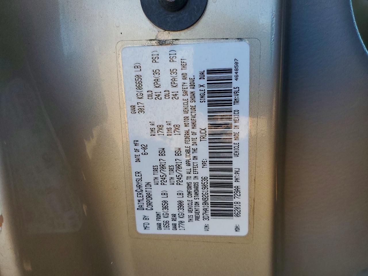 2002 DODGE RAM 1500 photo 12