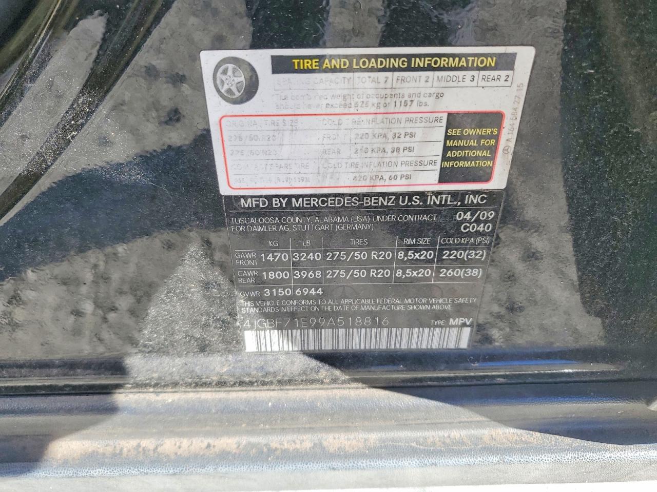 2009 MERCEDES-BENZ GL 450 4MATIC photo 25