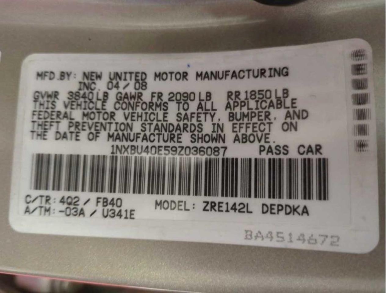 2009 TOYOTA COROLLA BASE photo 10