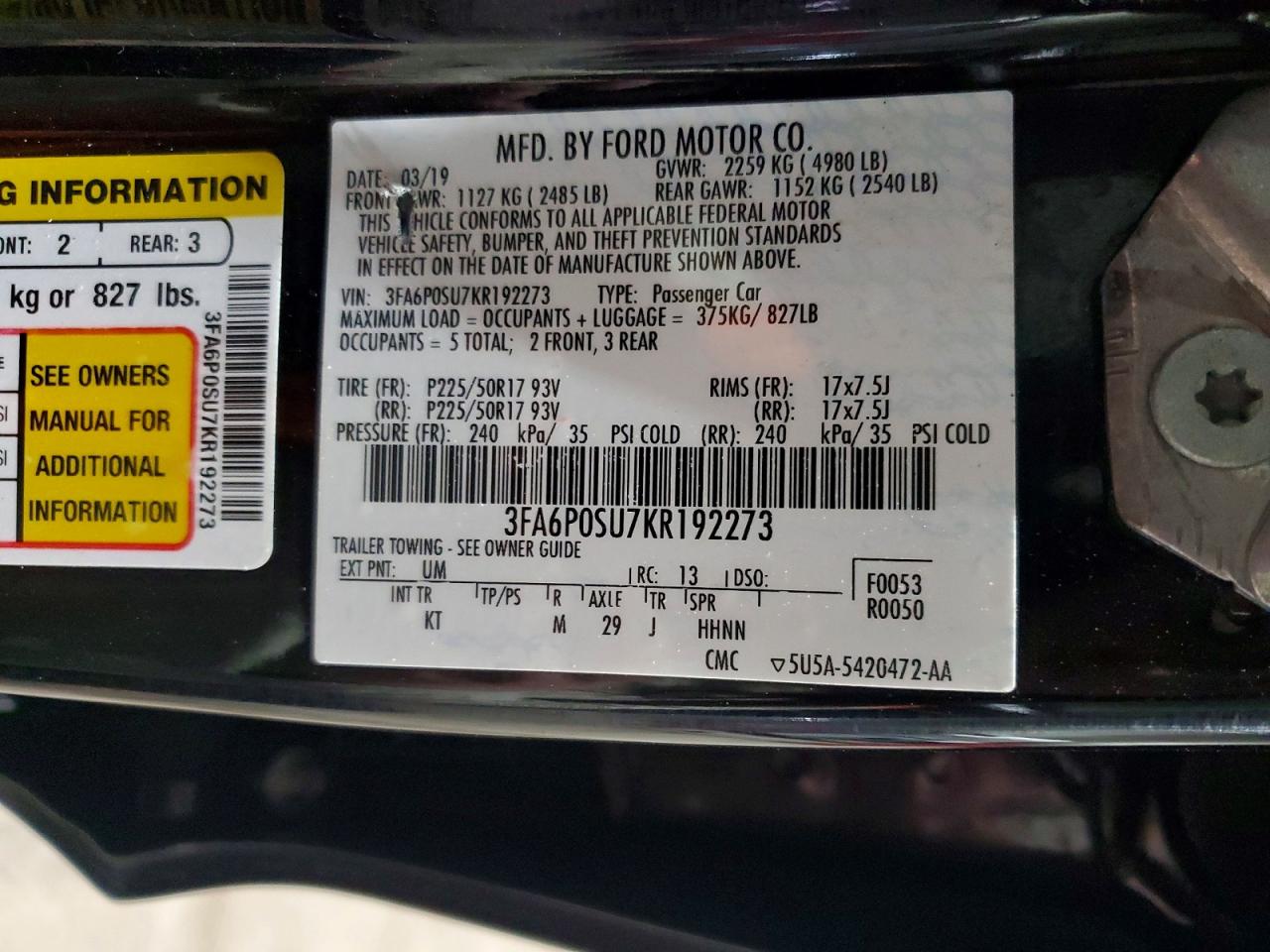 2019 FORD FUSION TITANIUM photo 13