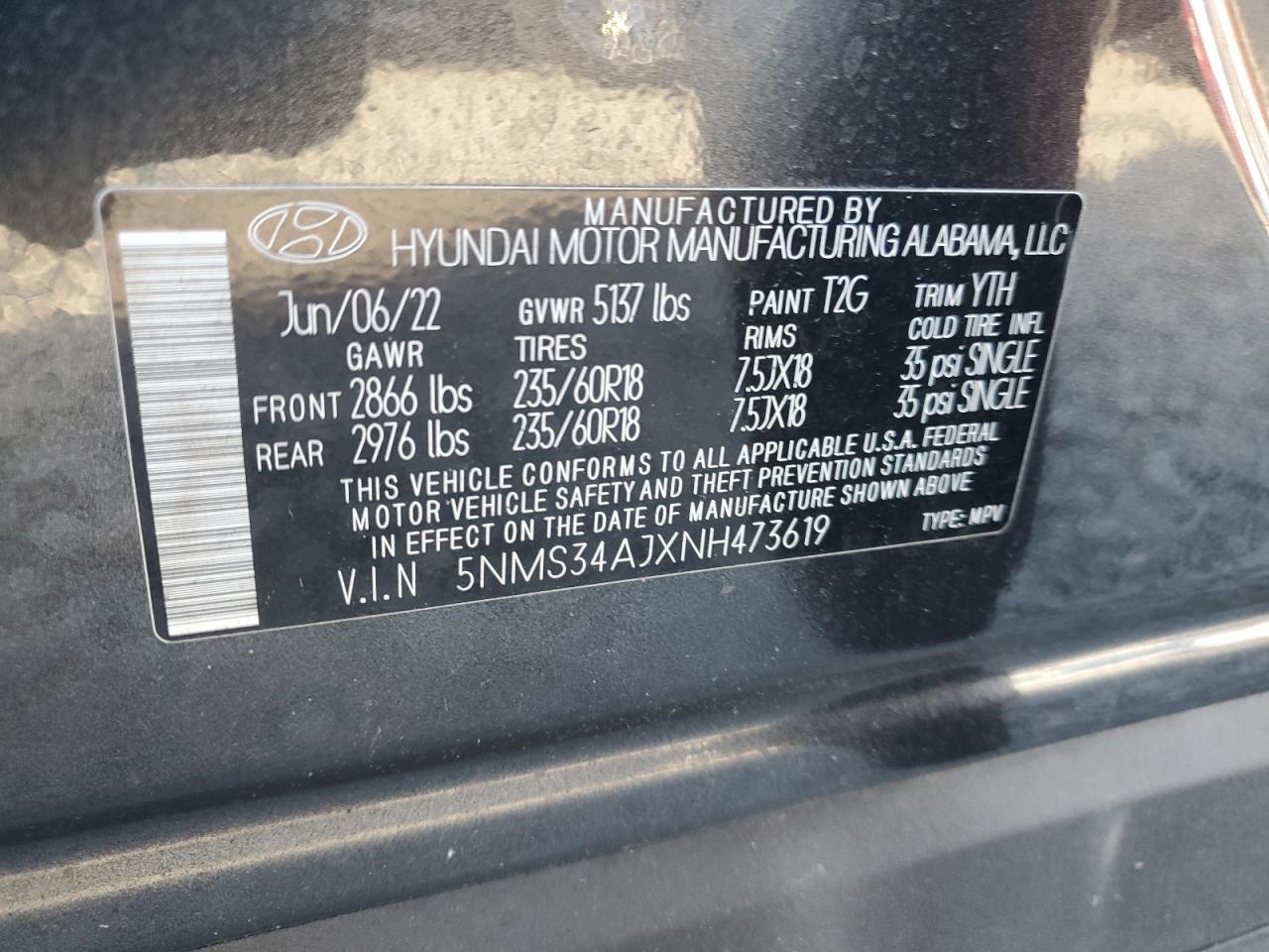 2022 HYUNDAI SANTA FE SEL photo 14