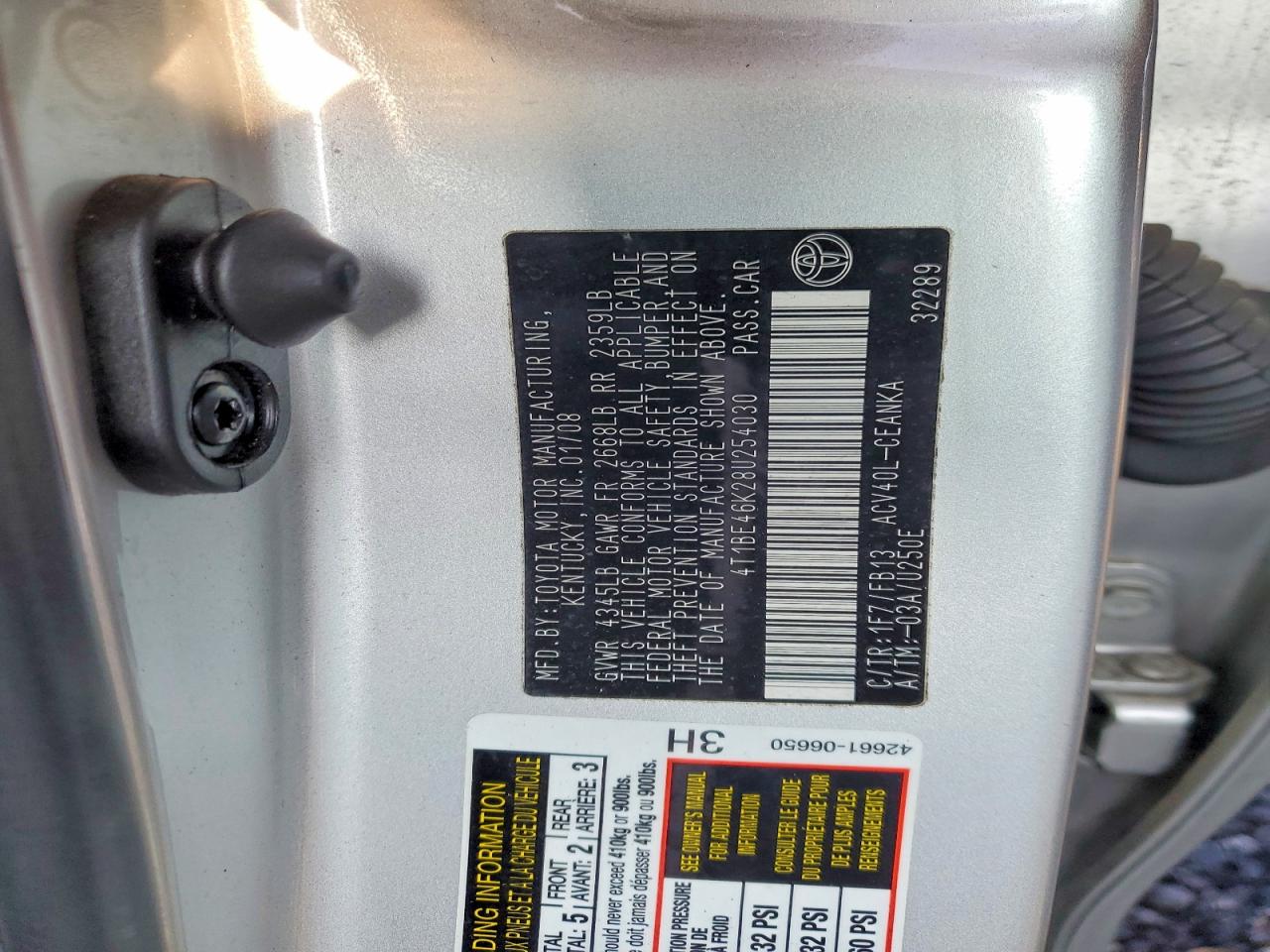 2008 TOYOTA CAMRY CE photo 12