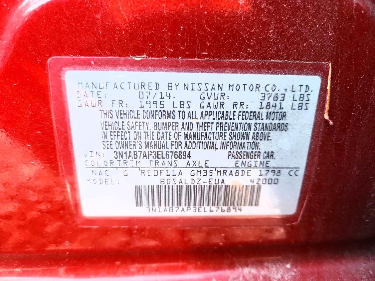 2014 NISSAN SENTRA S photo 12