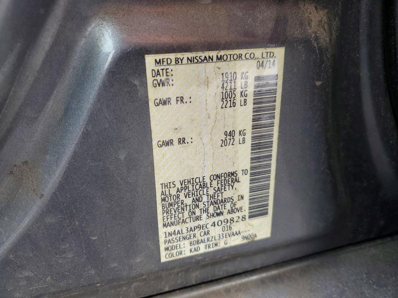 2014 NISSAN ALTIMA 2.5 photo 12
