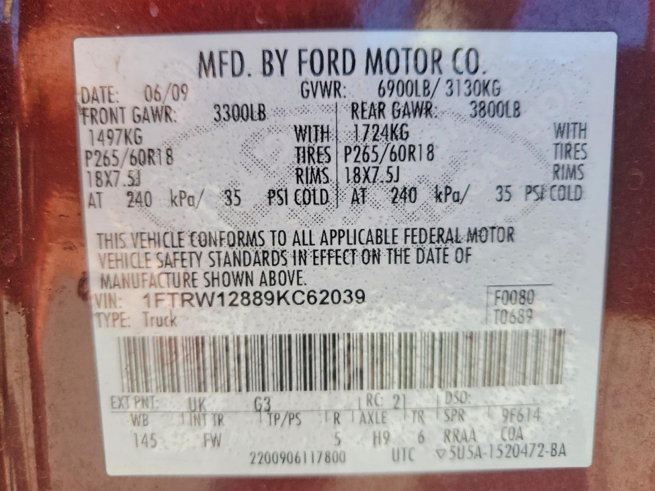 2009 FORD F150 SUPERCREW photo 12