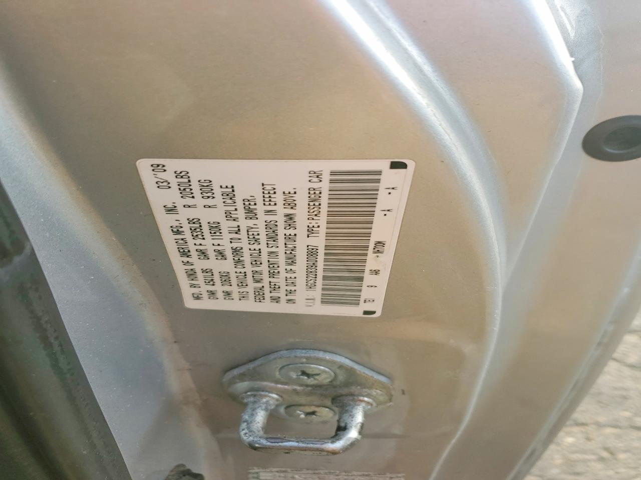 2009 HONDA ACCORD EXL photo 12