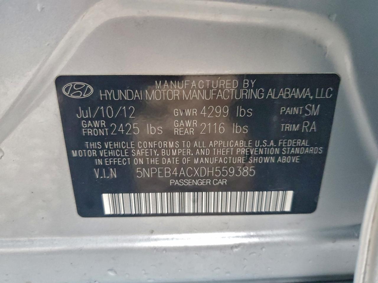 2013 HYUNDAI SONATA GLS photo 12