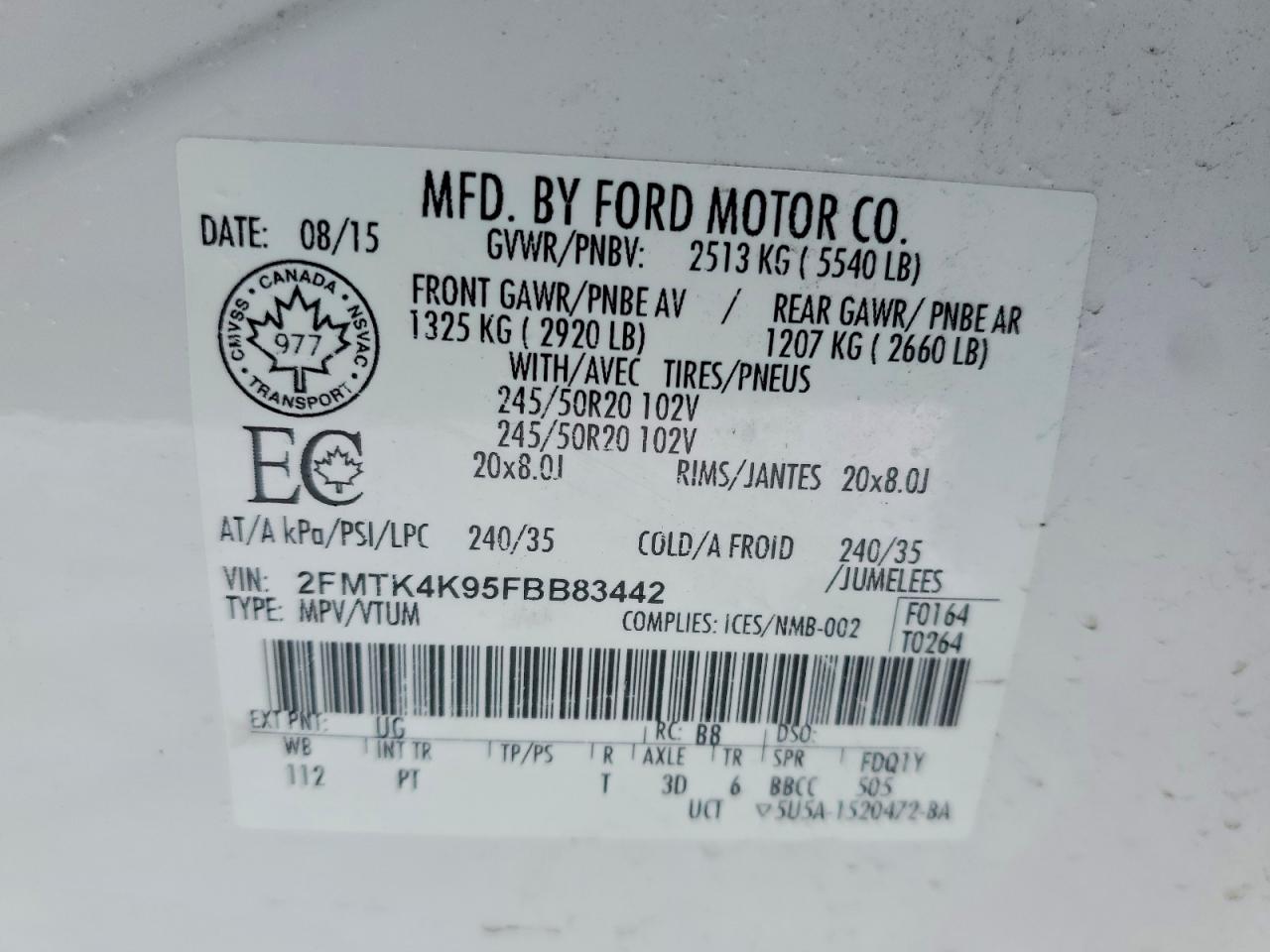 2015 FORD EDGE TITANIUM photo 13