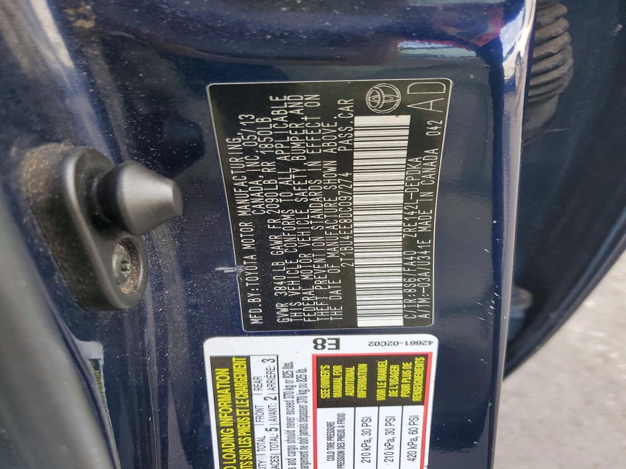 2013 TOYOTA COROLLA BASE photo 13