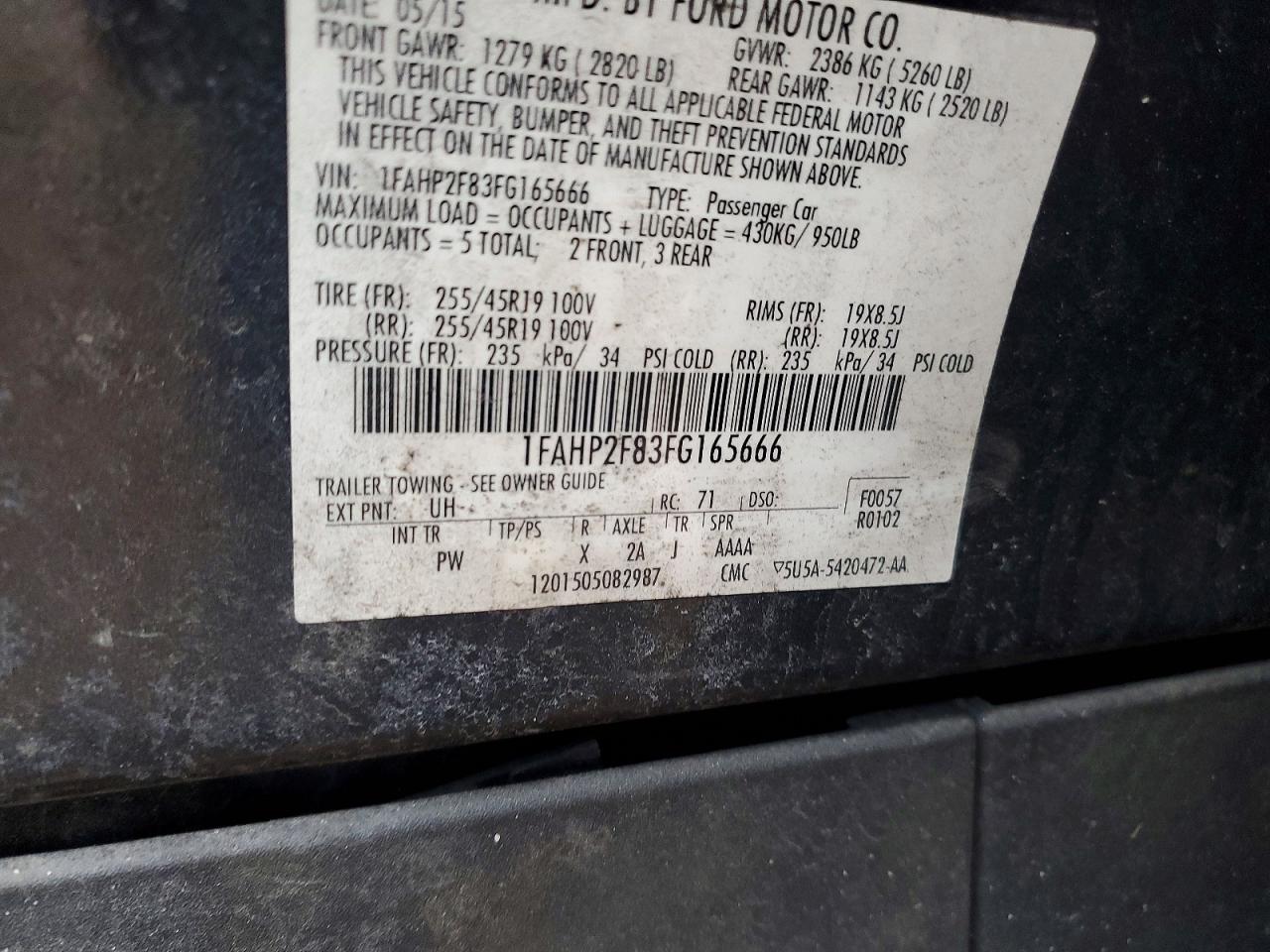 2015 FORD TAURUS LIMITED photo 12