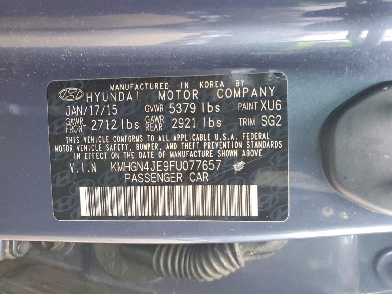 2015 HYUNDAI GENESIS 3.8L photo 12