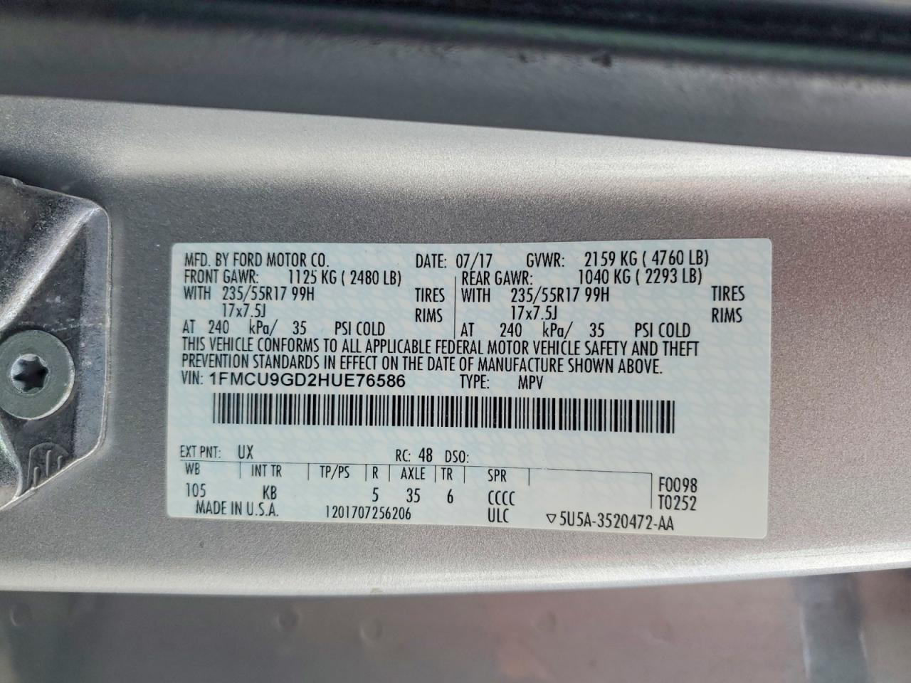 2017 FORD ESCAPE SE photo 12