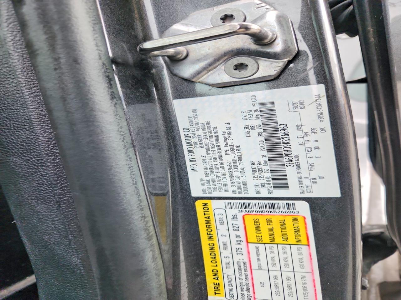 2019 FORD FUSION SE photo 23