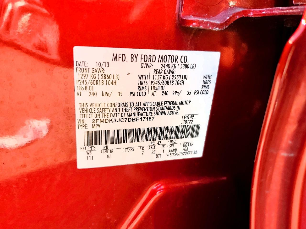 2013 FORD EDGE SEL photo 25