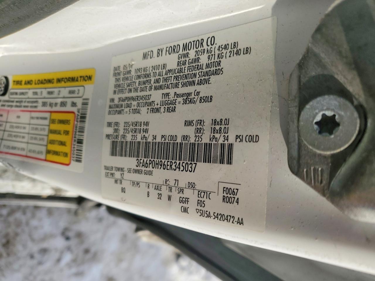 2014 FORD FUSION SE photo 12