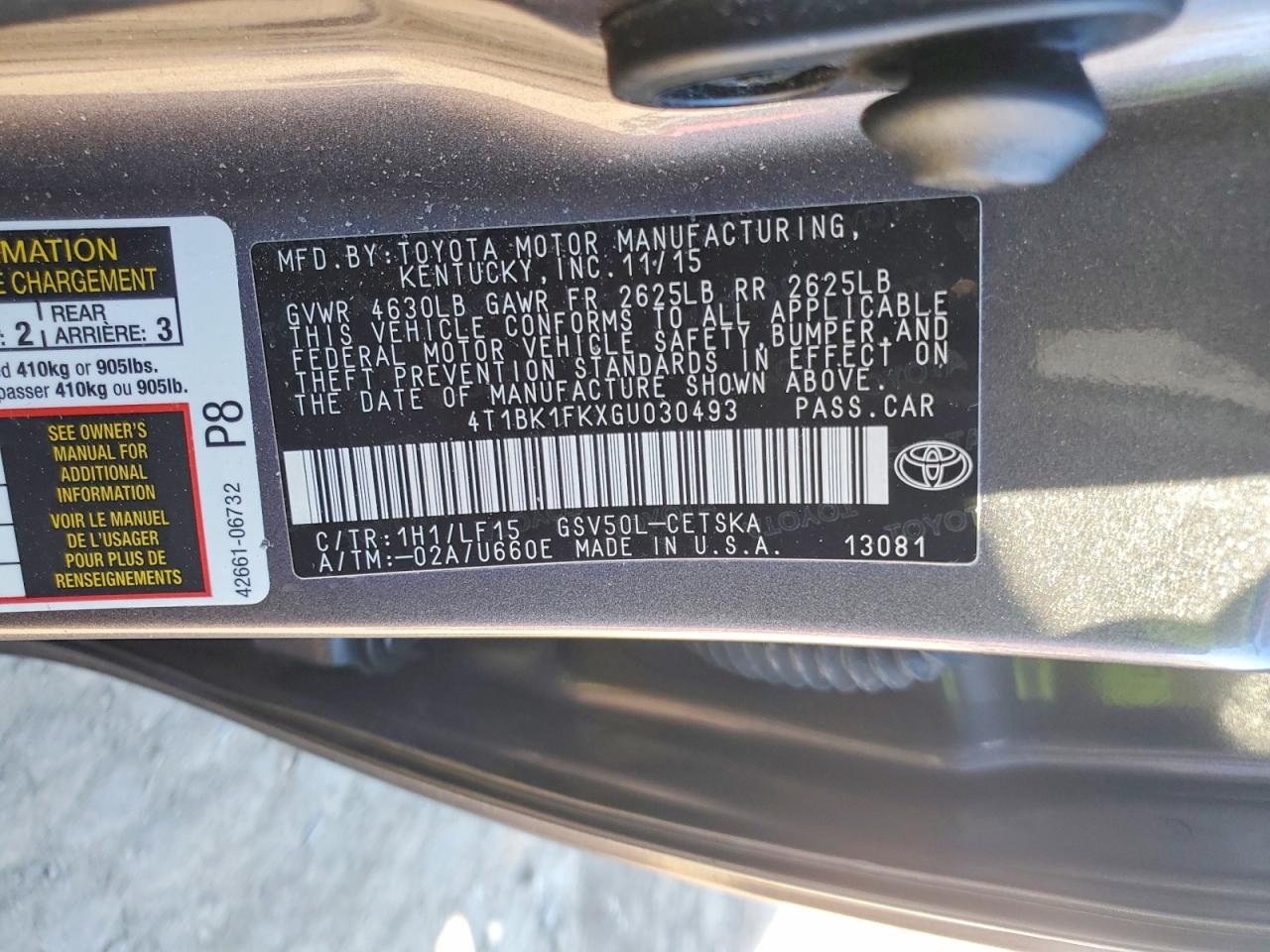 2016 TOYOTA CAMRY XSE photo 12