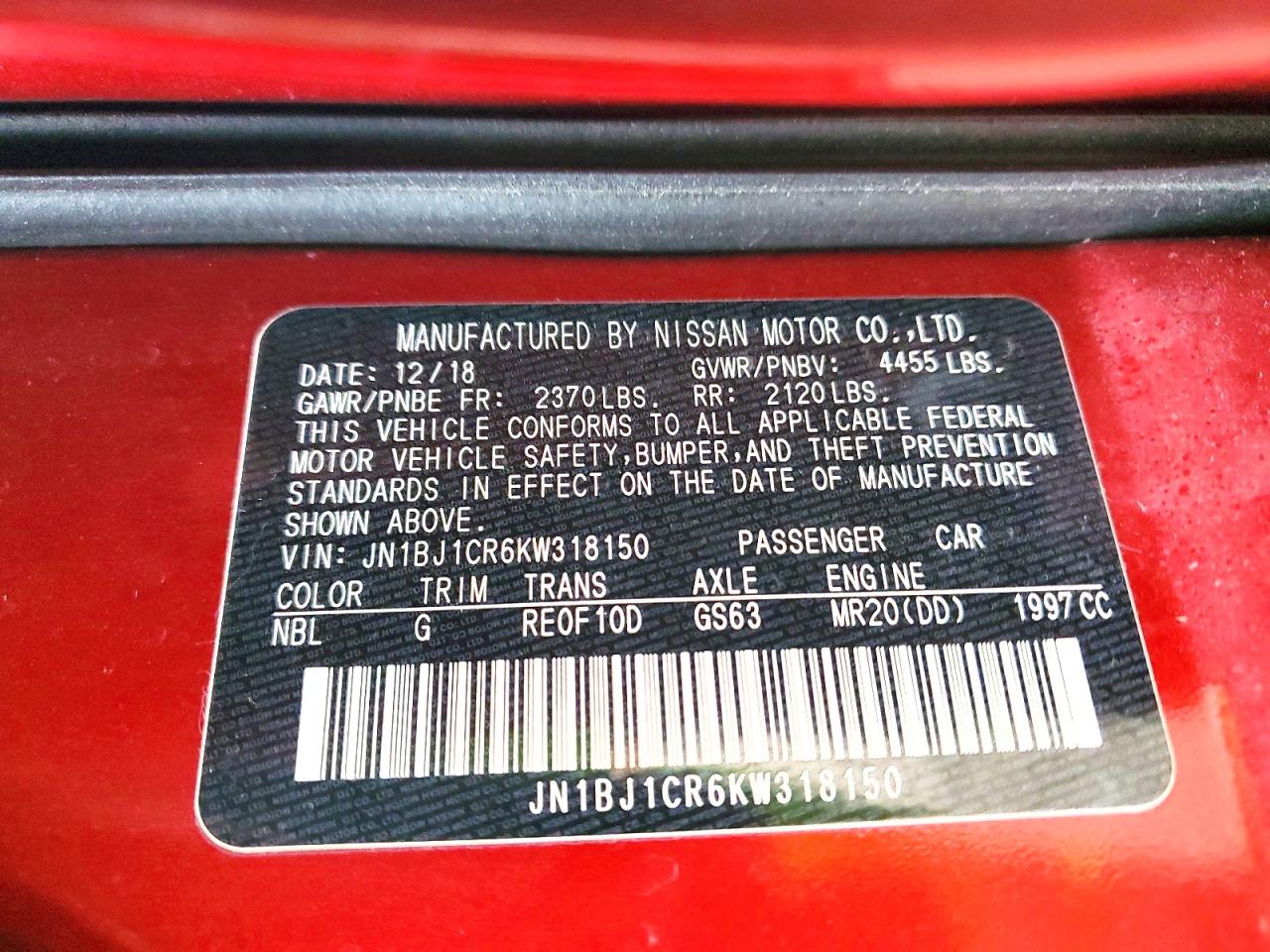 2019 NISSAN ROGUE SPORT S photo 13