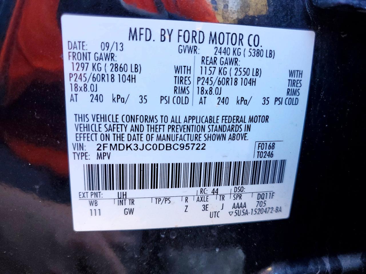 2013 FORD EDGE SEL photo 13