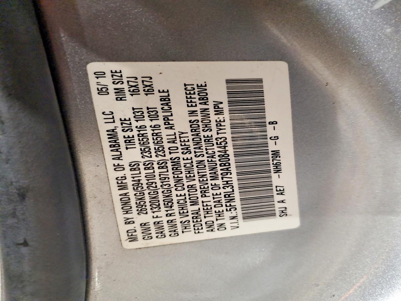 2010 HONDA ODYSSEY EXL photo 13
