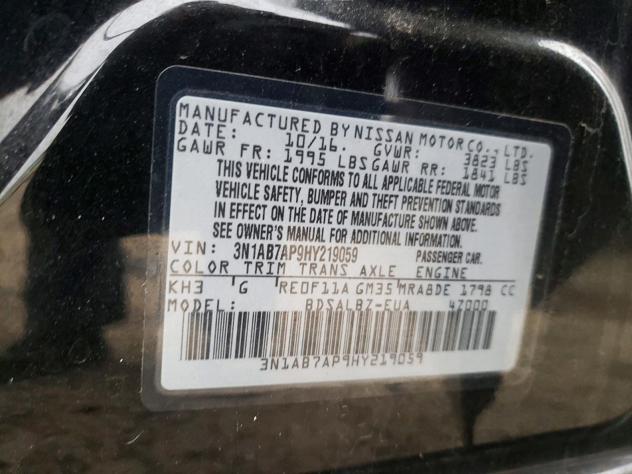 2017 NISSAN SENTRA S photo 13