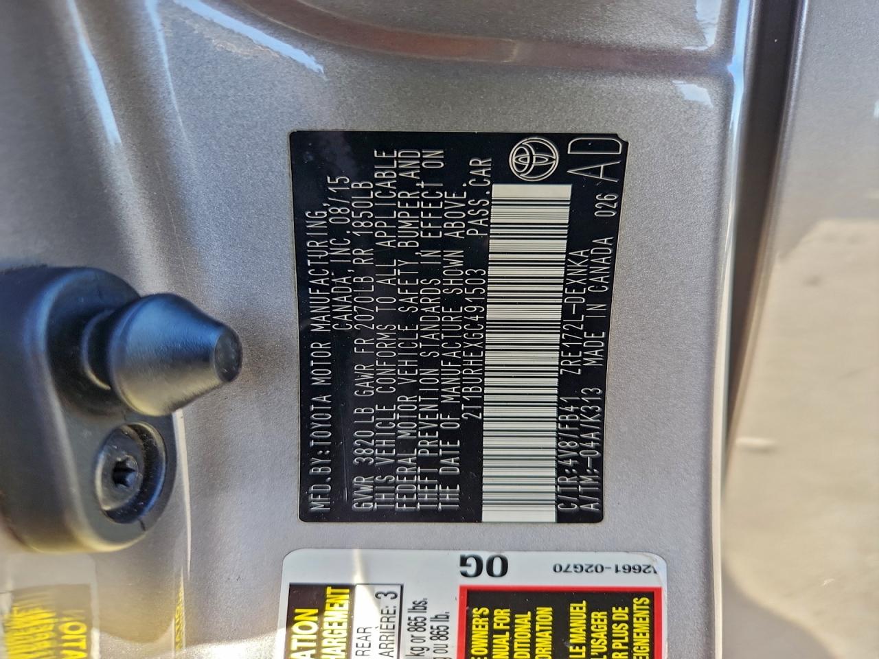 2016 TOYOTA COROLLA L photo 13