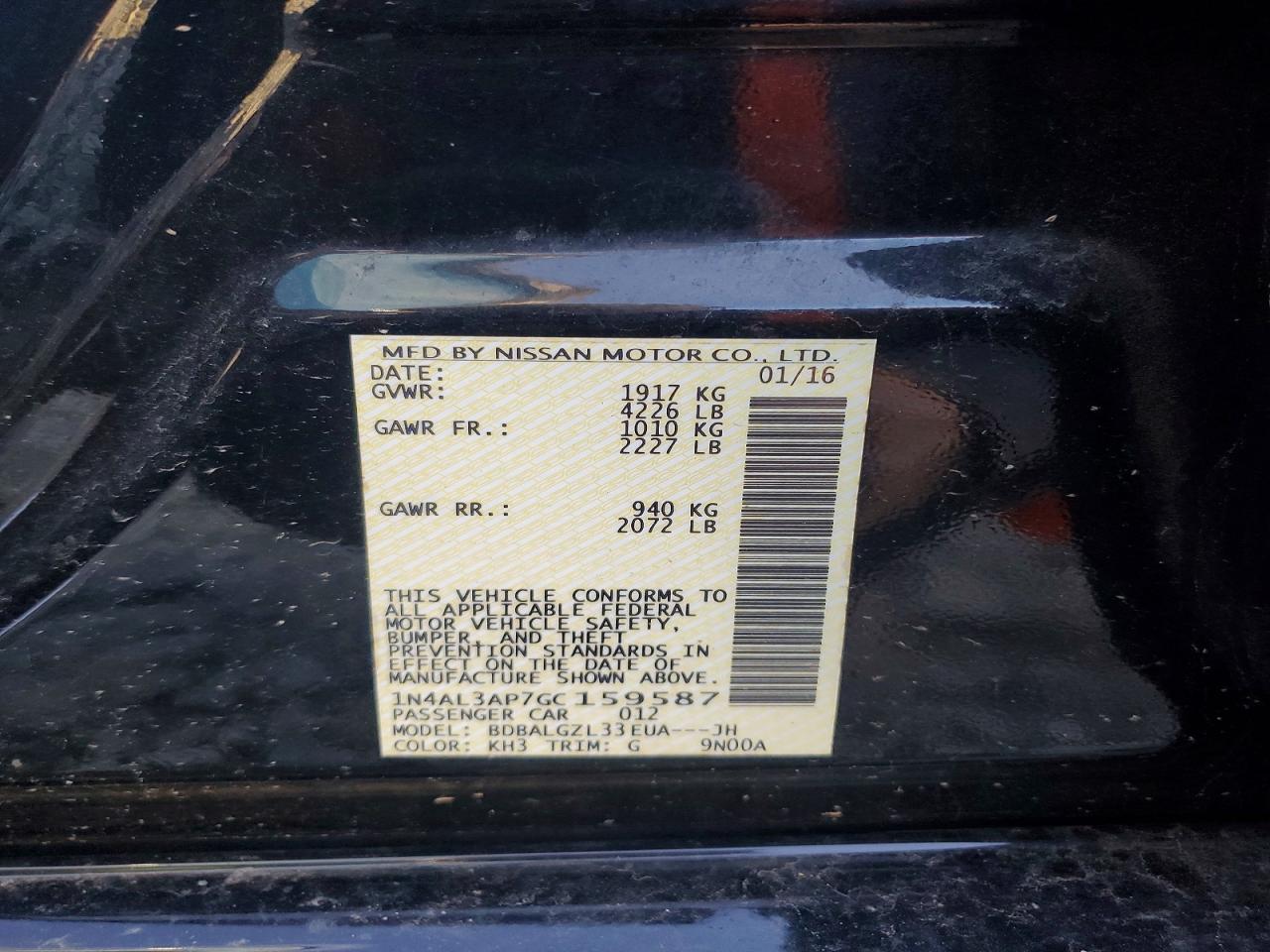 2016 NISSAN ALTIMA 2.5 photo 12