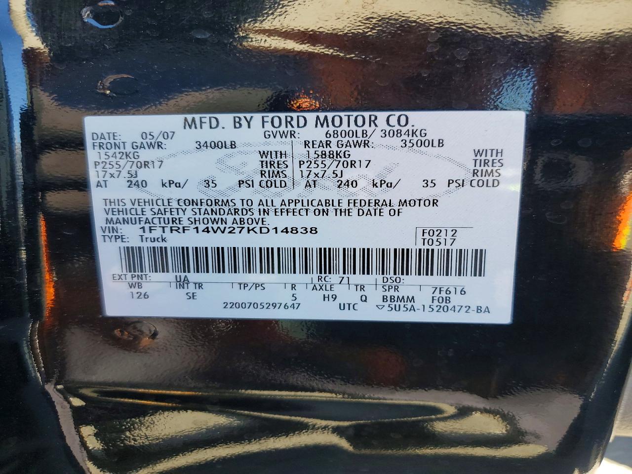 2007 FORD F150 photo 12