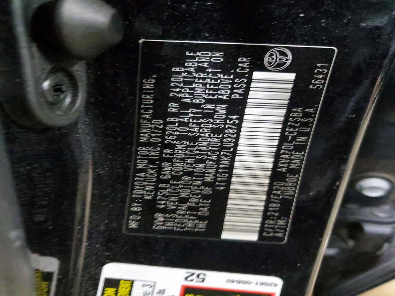 2020 TOYOTA CAMRY SE photo 13