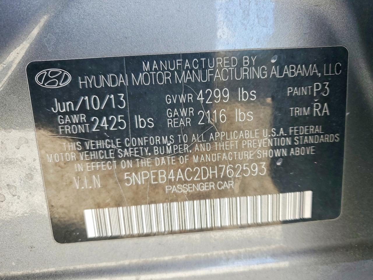 2013 HYUNDAI SONATA GLS photo 12
