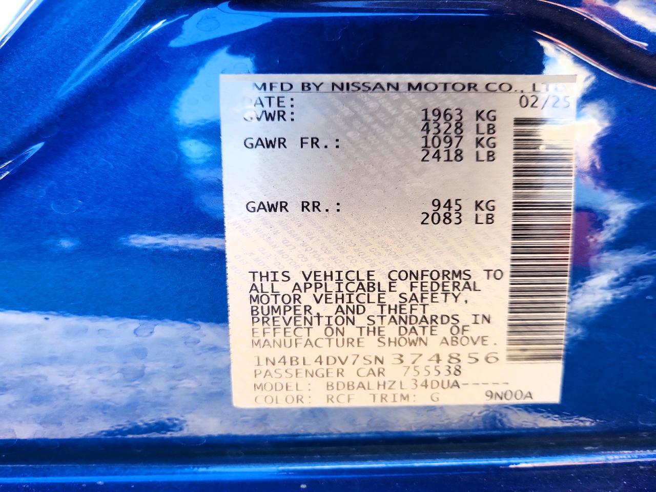 2025 NISSAN ALTIMA SV photo 13