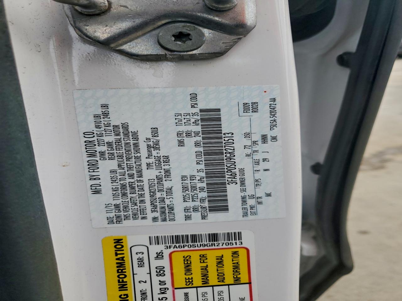 2016 FORD FUSION TITANIUM PHEV photo 13